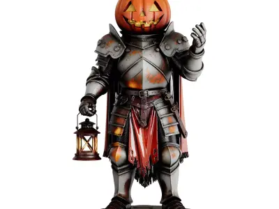 Halloween Pumpkin Guardian 3d print and game ready 3D model