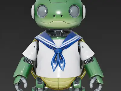 Realistic Robotic Sailor Turtle 3D Model Low-poly 3D model