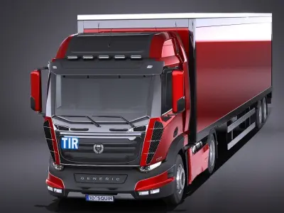 Generic Semi Truck with Trailer 2016 3D model