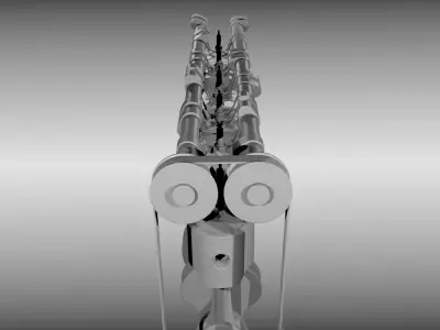 Animated six cylinder engine 3D model
