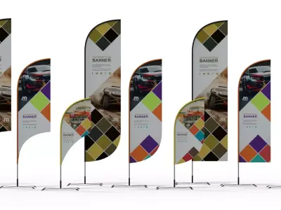 Banner Commercial Flags 3D model purchase