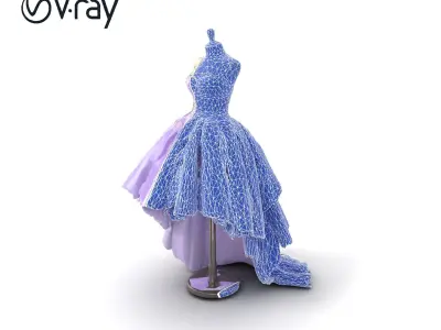 Whimsical Evening Dress Mannequin Model Pack Low-poly 3D model