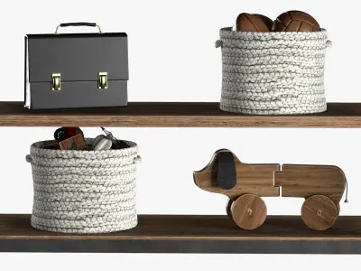 French Library Low Shelving 3D model