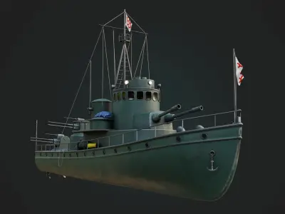 Historical Patrol Boat Low-poly 3D model