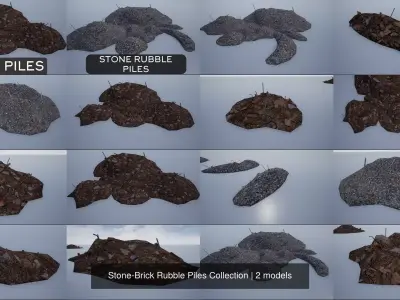 Stone-Brick Rubble Piles Collection 3D Model Pack purchase