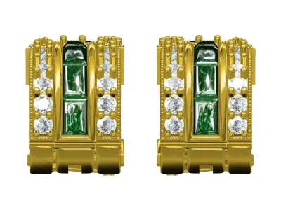 Antique Art Deco Diamond Earring 2 3D print model