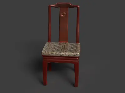 Chinese wooden chair  Low-poly 3D model