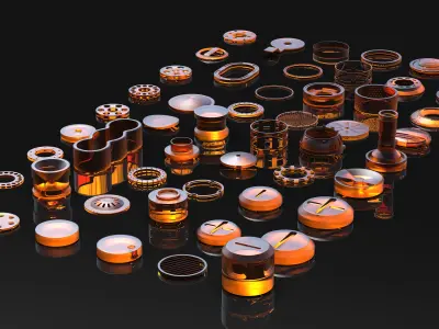 50 Hard Surface SUBD circular Elements 3D model