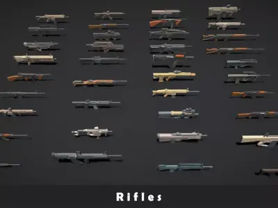 Military Weapons Collection Low-poly 3D model