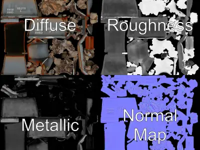 Construction Debris Dumpster Model Pack Low-poly 3D model