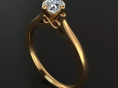 Solitaire 4 Prong Infinity Label Gallery Engagement Ring 3D print model