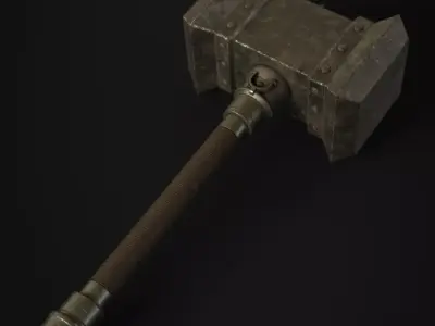 Medieval Hammer Low-poly 3D model