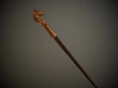 Autority wand-scepter with horse head Low-poly 3D model