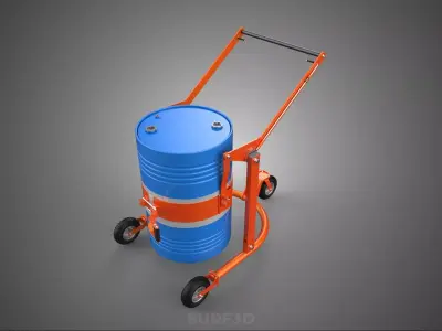 OIL DRUM BARREL TRANSPORT TROLLEY CARRIER LIFTER CART DOLLY LOAD 3D model