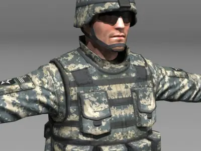 Modern Soldiers Us Soldier 1 and M4 Low-poly 3D model