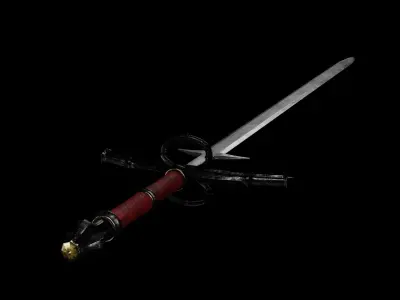 Zweihander two-handed sword with color variations Low-poly 3D model
