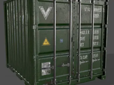 PBR 10 ft Storage Container - Green Low-poly 3D model