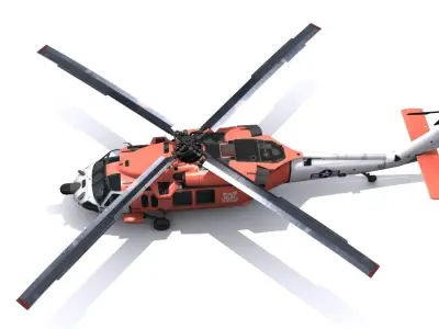 Rescue helicopter Blackhawk Low-poly 3D model