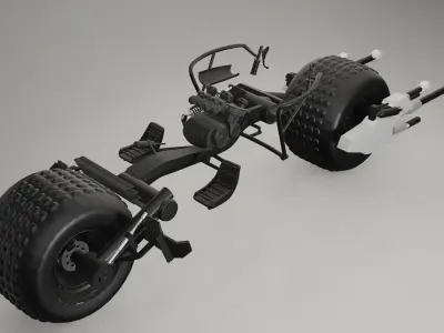 BATPOD motorcycle with gun Low-poly 3D model
