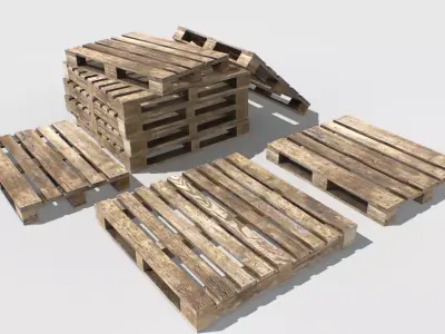 Industrial Wooden Pallet 3 Low-poly 3D model