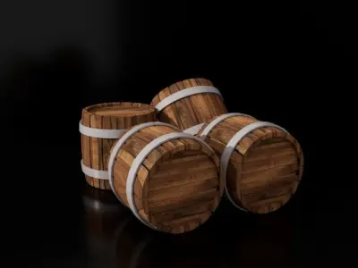 wooden drum bucket Free 3D model