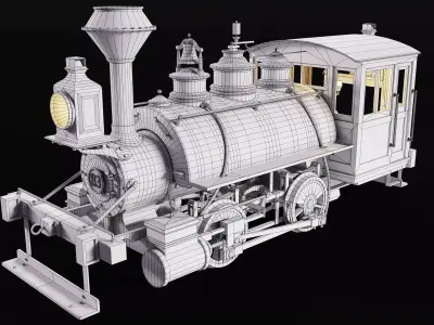 Vintage Steam Locomotive Realistic Game Ready 3D Model PBR Low-poly 3D model