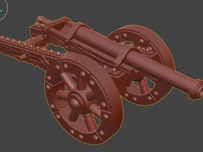 Stylized wheeled cannon figurine 3D print model purchase
