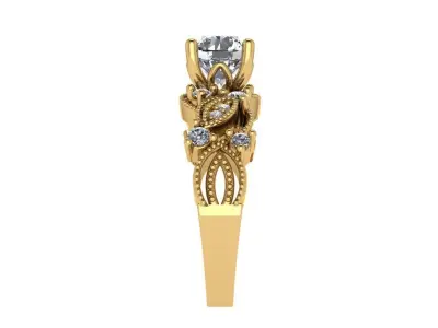 Ring258 ornate diamond engagement ring gold 3D print model
