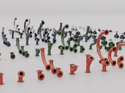 Modular Iron Pipes Low-poly 3D model