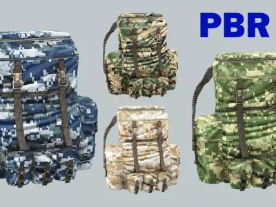 Soldier Exclusive 4 pcs Backpack 2 Tactical Cargo 3D Model Low-poly 3D model