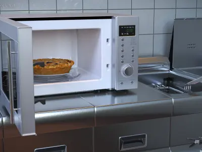 Kitchen Microwave With Pie 3D model