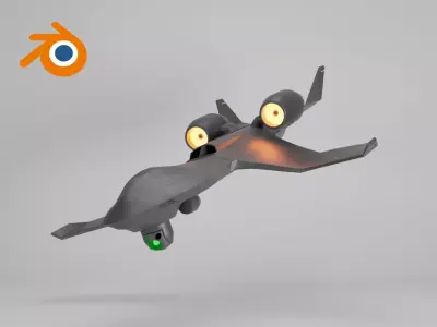 Unmanned combat aerial vehicle military gray drone UCAV 3D model