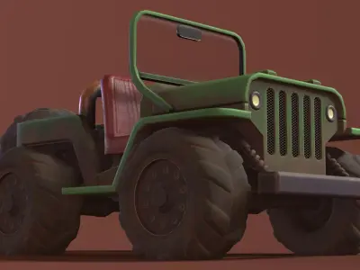 Stylized Off-Road Jeep Game Ready 3D Model Low-poly 3D model