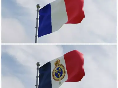 Animated France Flags  3D model
