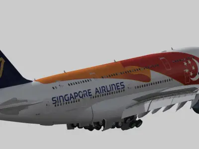 Airbus A380 Singapore Airlines 9V-SKI Low-poly 3D model