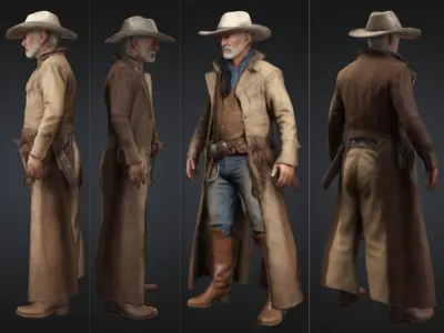 Cowboy Sheriff Character Low-poly 3D model