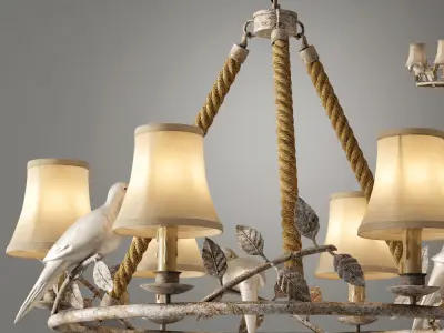 Chandelier Norman Bird Forest Patina 6 3D model