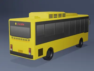 Yellow Thai bus Low poly v01 Low-poly 3D model