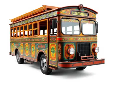 Colorful Colombian Chiva Bus D Model Pack Low-poly 3D model