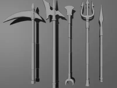 5 Pole-arm Package Low-poly 3D model