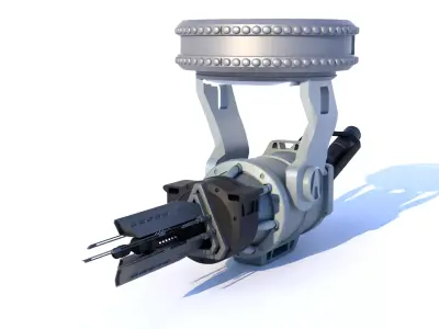 Sci-Fi Dual Gatling Gun Turret 3D Model Game Ready PBR Blender  3D model