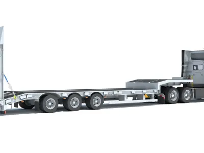 Semi-Truck with Platform Trailer 3D model purchase