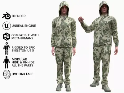Man - Military Uniform 3 - Modular - Rigged Low-poly 3D model