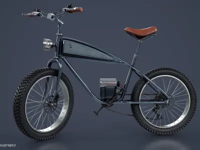 Electric Mountain Bicycle Low-poly 3D model