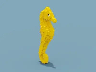 Voxel Seahorse Low-poly 3D model