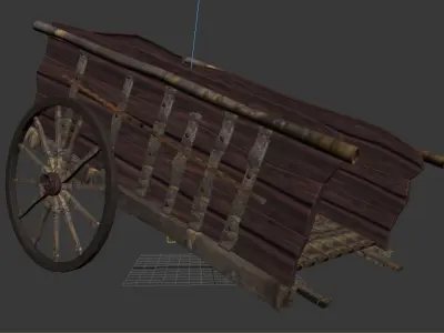 wooden cart  cartoon 3d model 3D model