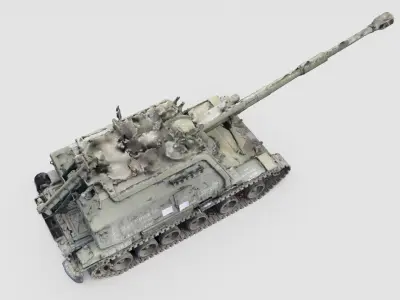 Destroyed 2S19 Msta 152 mm self-propelled howitzer M1990  3D model purchase