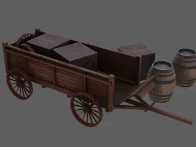 Wooden Cart 3D Model 3D model