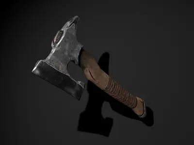 Medieval battle axe Low-poly 3D model get