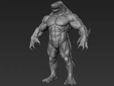 Sharkman humanoid creature 3D model